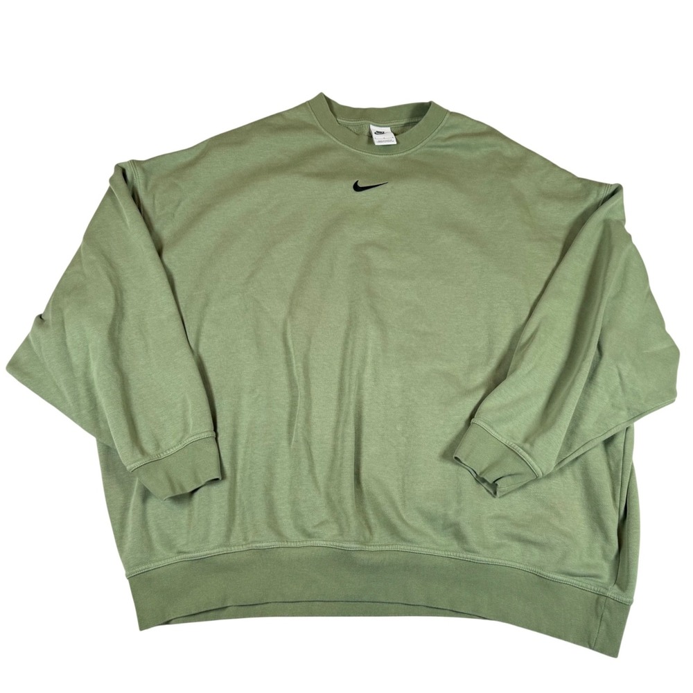 Nike Phoenix Fleece Oversized Sweatshirt Sage Green Center Swoosh Crewneck Sz Lg